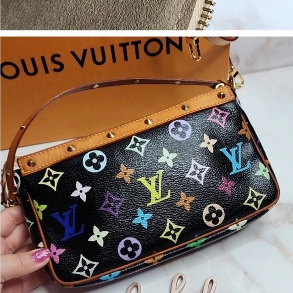 Louis vuitton Takashi Murakami multicolored monogram black pochette - Picture 7 of 12